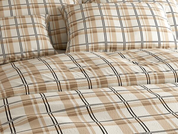Lenjerie de pat microplush PLAID crem Dimensiunile lenjeriei: 2 buc 70 x 90 cm | 200 x 220 cm