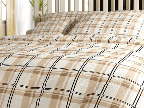 Lenjerie de pat microplush PLAID crem Dimensiunile lenjeriei: 2 buc 70 x 90 cm | 200 x 220 cm