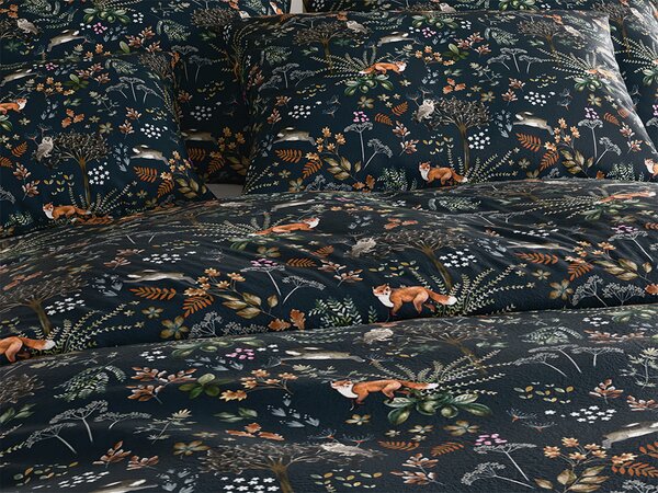 Lenjerie cocolino THE FOX AND THE HARE verde inchis Dimensiunile lenjeriei: 70 x 90 cm | 140 x 200 cm