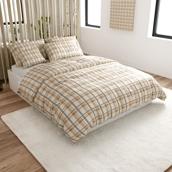Lenjerie de pat microplush PLAID crem Dimensiunile lenjeriei: 2 buc 70 x 90 cm | 200 x 220 cm