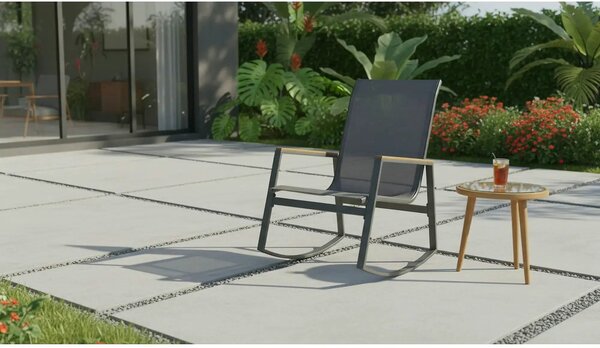 Scaun de gradina ZLATAN, gri inchis, plasa/polipropilena/metal, 62x86x