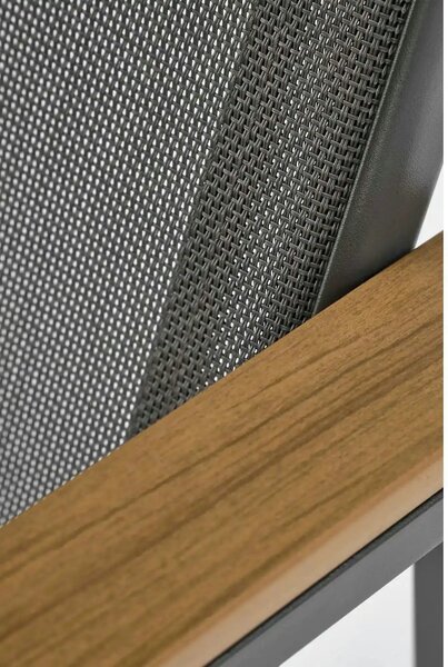 Scaun de gradina ZLATAN, gri inchis, plasa/polipropilena/metal, 62x86x
