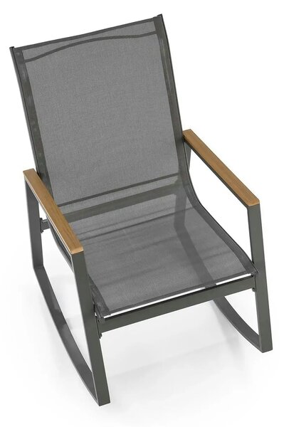 Scaun de gradina ZLATAN, gri inchis, plasa/polipropilena/metal, 62x86x