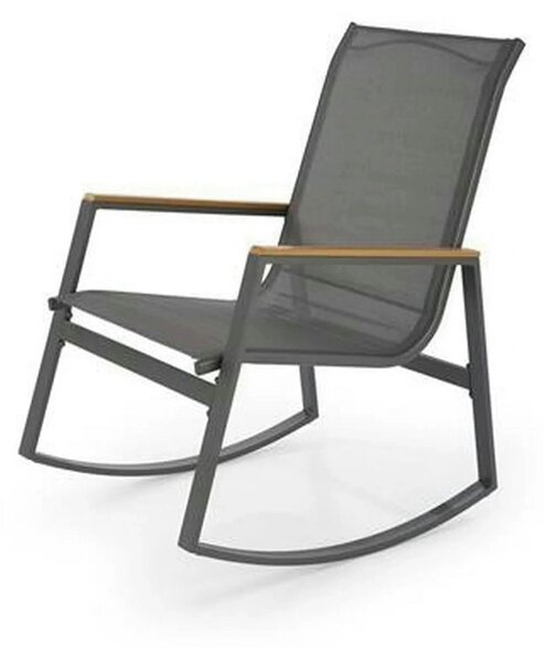 Scaun de gradina ZLATAN, gri inchis, plasa/polipropilena/metal, 62x86x