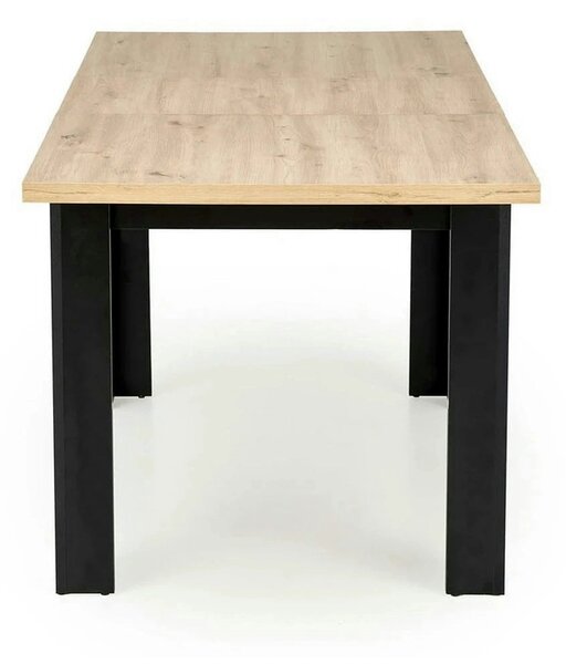Masa extensibila BAGIO, stejar/negru, PAL laminat, 120/160x80x77 cm