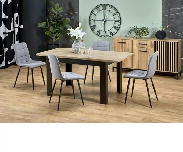 Masa extensibila BAGIO, stejar/negru, PAL laminat, 120/160x80x77 cm