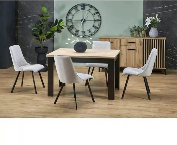 Masa extensibila BAGIO, stejar/negru, PAL laminat, 120/160x80x77 cm