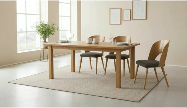 Scaun CADIZ, stejar/gri, stofa/placaj/lemn, 52x58x83 cm