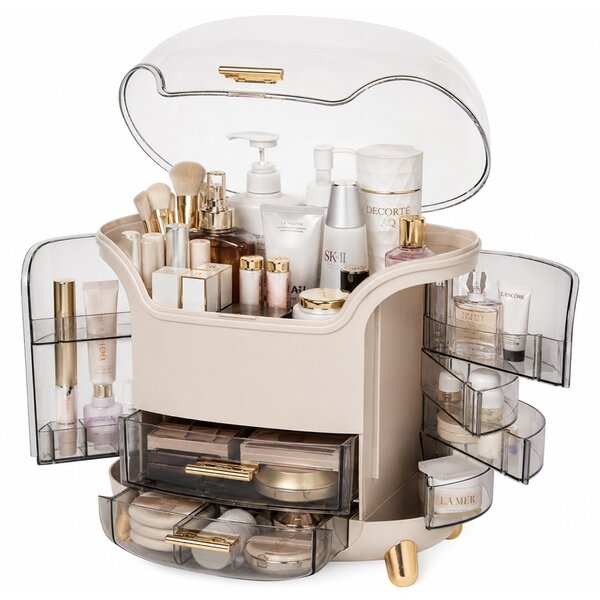 Organizator Pufo Make Up cu sertare pentru machiaj, bijuterii si produse cosmetice