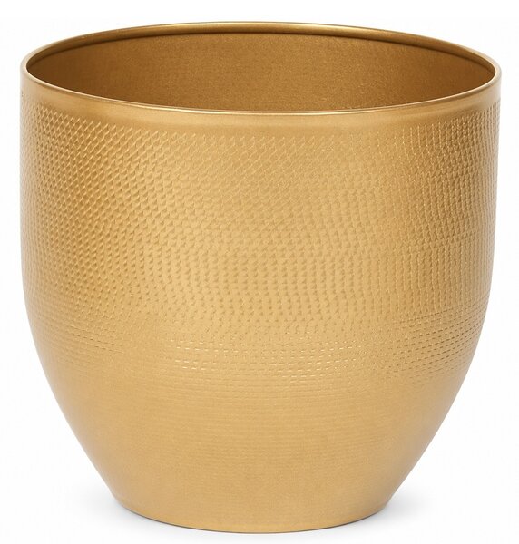 Ghiveci decorativ metalic Pufo Garden pentru flori, Ø 16 cm, auriu