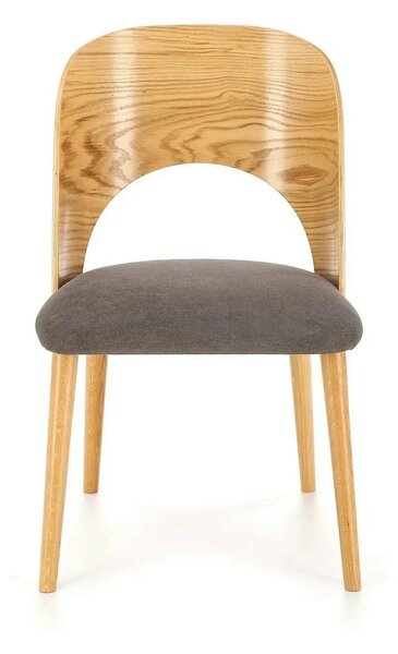 Scaun CADIZ, stejar/gri, stofa/placaj/lemn, 52x58x83 cm