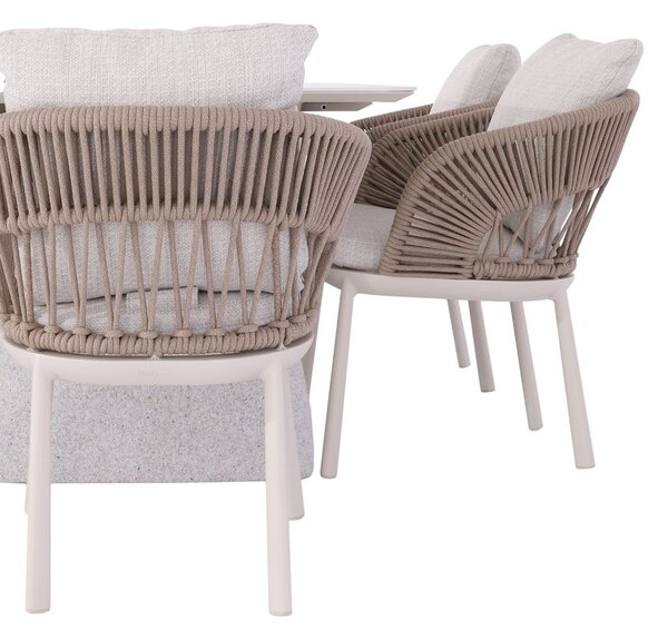 Set de grădină Adora: masă extensibilă + 8 scaune, ivoar/bej