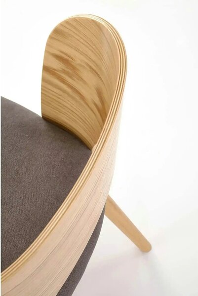 Scaun CADIZ, stejar/gri, stofa/placaj/lemn, 52x58x83 cm