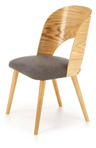 Scaun CADIZ, stejar/gri, stofa/placaj/lemn, 52x58x83 cm