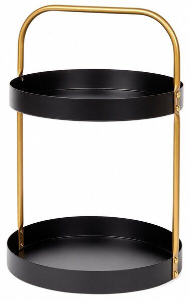 Fructiera etajata Pufo Luxury din metal cu 2 nivele, pentru prajituri, mini torturi, fructe, aperitive, negru