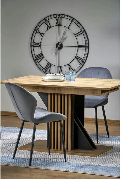 Masa living moderna FABIANO, stejar/negru, PAL laminat, 130/175x85x76