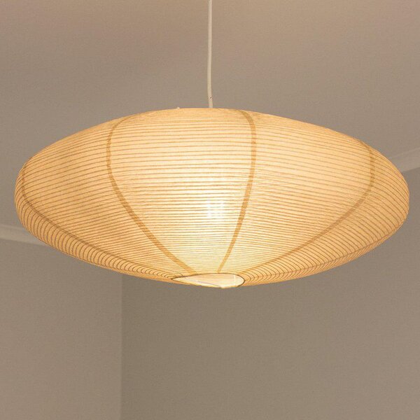 PR Home Lampă suspendată Yuni, bej, hârtie, Ø 58 cm, E27, reglabil, Bej, Camera de zi / sufragerie, Hârtie / Carton, Scandinavă