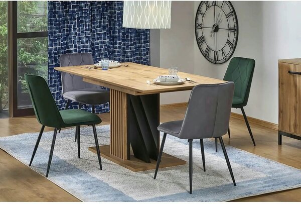 Masa living moderna FABIANO, stejar/negru, PAL laminat, 130/175x85x76
