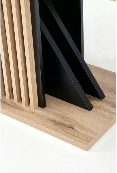 Masa living moderna FABIANO, stejar/negru, PAL laminat, 130/175x85x76