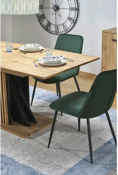 Masa living moderna FABIANO, stejar/negru, PAL laminat, 130/175x85x76