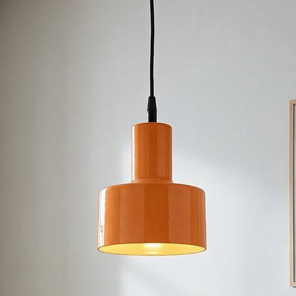 PR Home Lampă suspendată Solo Small cu ștecher Ø13cm, portocaliu, Portocaliu, Camera de zi / sufragerie, Metal