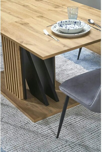 Masa living moderna FABIANO, stejar/negru, PAL laminat, 130/175x85x76