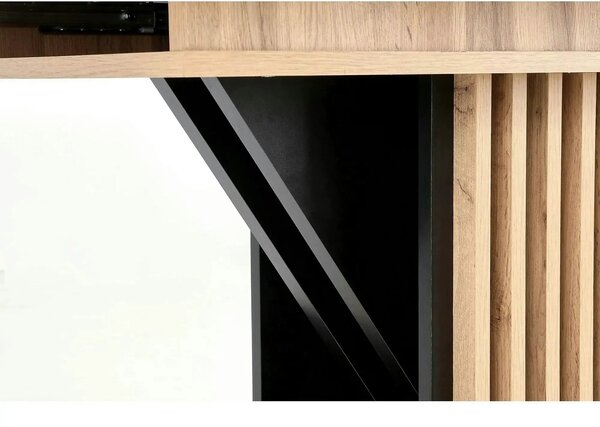 Masa living moderna FABIANO, stejar/negru, PAL laminat, 130/175x85x76