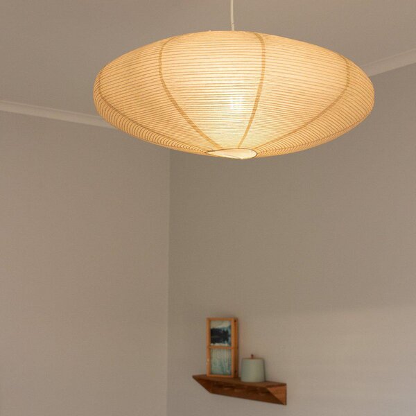 PR Home Lampă suspendată Yuni, bej, hârtie, Ø 58 cm, E27, reglabil, Bej, Camera de zi / sufragerie, Hârtie / Carton, Scandinavă