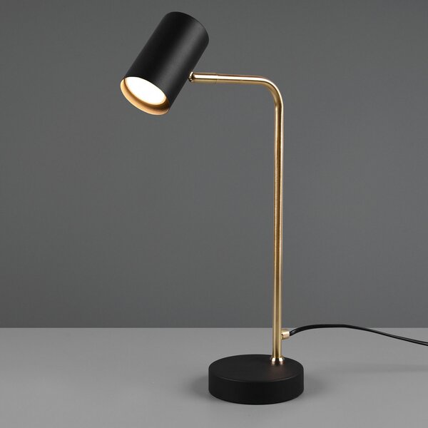 Trio Lighting Marley lampă de masă, negru/zahăr, înălțime 45 cm, metal, Auriu / Alamă, Camera de zi / sufragerie, Metal, Modern