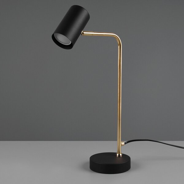 Trio Lighting Marley lampă de masă, negru/zahăr, înălțime 45 cm, metal, Auriu / Alamă, Camera de zi / sufragerie, Metal, Modern