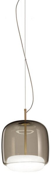 Vistosi Lampă susp. Jube SP P cu abajur dublu gri/alb, reglabil, Gri, Camera de zi / sufragerie, Sticlă, Design