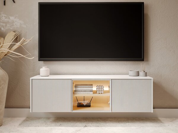 Comodă TV Mirbelo 108Stejar, Alb, 15x4x4cm