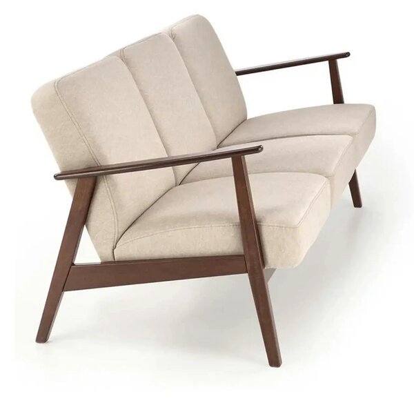 Canapea MILANO 3S, bej - Castel 15, stofa catifelata/lemn, 175x77x77 c