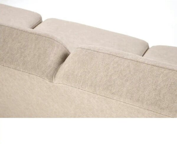Canapea MILANO 3S, bej - Castel 15, stofa catifelata/lemn, 175x77x77 c