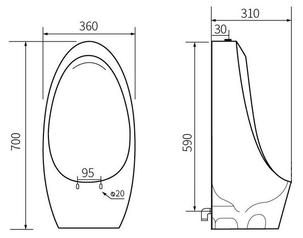 Mexen Lucas pisoar suspendat, alb - 37027000