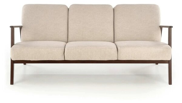 Canapea MILANO 3S, bej - Castel 15, stofa catifelata/lemn, 175x77x77 c