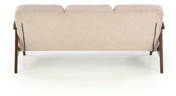 Canapea MILANO 3S, bej - Castel 15, stofa catifelata/lemn, 175x77x77 c