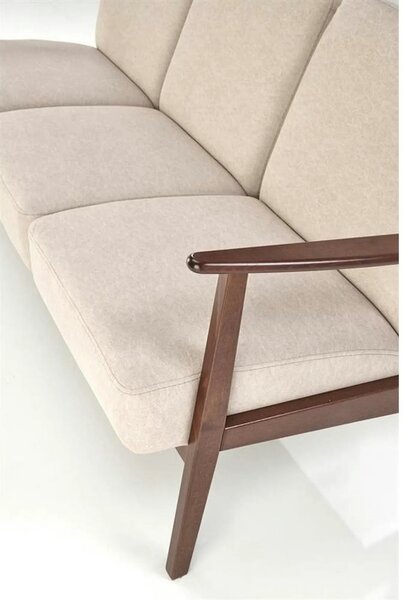 Canapea MILANO 3S, bej - Castel 15, stofa catifelata/lemn, 175x77x77 c