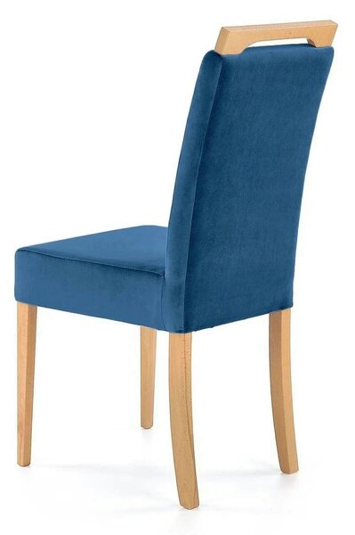 Scaun CLARION, albastru/stejar, stofa catifelata/lemn, 42x58x97 cm