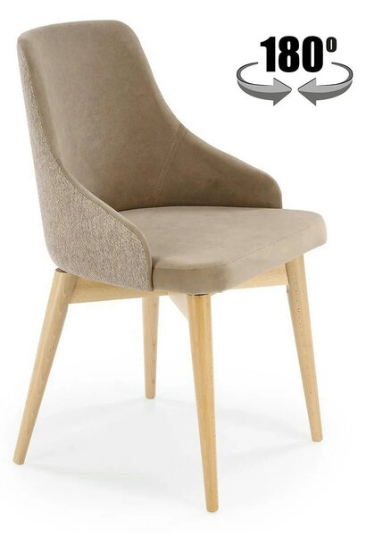 Scaun rotativ MALAGA, bej/stejar, stofa clasica/lemn, 50x53x79 cm