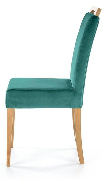 Scaun CLARION, verde/stejar, stofa catifelata/lemn, 42x58x97 cm