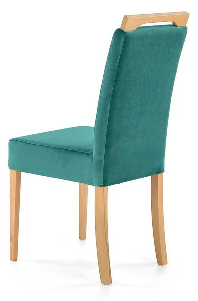 Scaun CLARION, verde/stejar, stofa catifelata/lemn, 42x58x97 cm