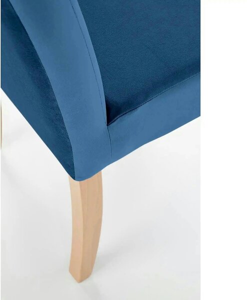 Scaun CLARION, albastru/stejar, stofa catifelata/lemn, 42x58x97 cm