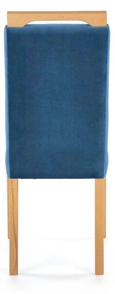 Scaun CLARION, albastru/stejar, stofa catifelata/lemn, 42x58x97 cm
