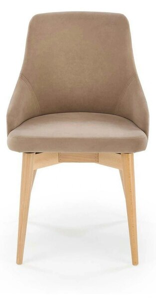 Scaun rotativ MALAGA, bej/stejar, stofa clasica/lemn, 50x53x79 cm