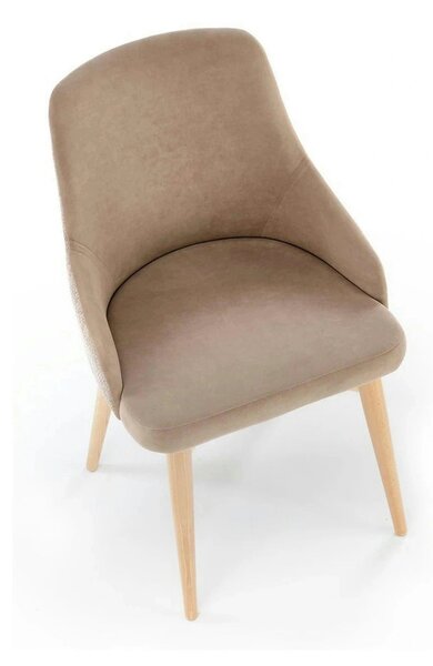 Scaun rotativ MALAGA, bej/stejar, stofa clasica/lemn, 50x53x79 cm