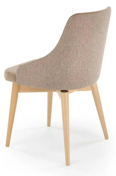 Scaun rotativ MALAGA, bej/stejar, stofa clasica/lemn, 50x53x79 cm