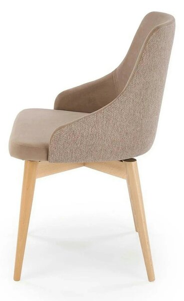 Scaun rotativ MALAGA, bej/stejar, stofa clasica/lemn, 50x53x79 cm