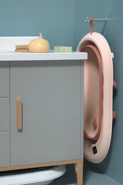 Cada de baie pliabilă pentru copii VAIANA PREMIUM cu pernă și suport - mai multe culori Gri