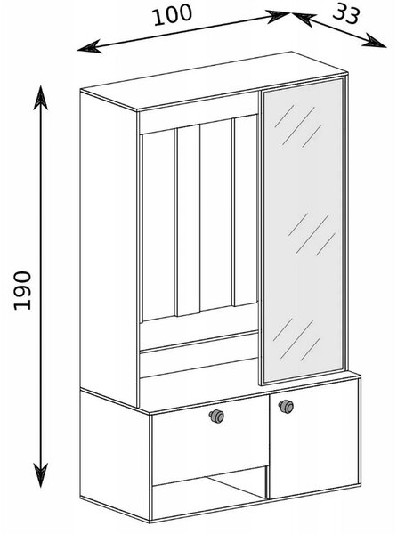 Mobilier hol SPOT, casmir, PAL laminat/metal, 100x33x191 cm